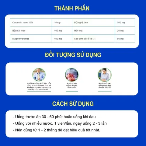 Nghệ bình vị Tab fast hỗ trợ dạ dày, trào ngược, khó tiêu (hàng mới,date mới)