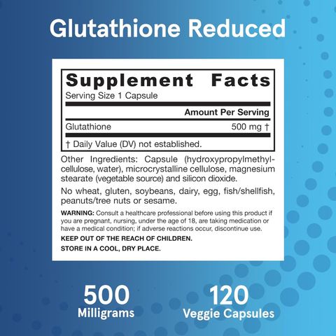 Glutathione Reduce Jarrow 500mg - Viên uống trắng da chống oxy hóa, tăng cường hệ miễn dịch, 60 viên sản xuất tại Mỹ