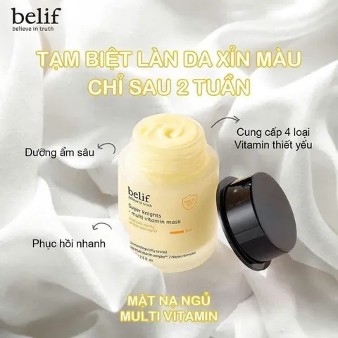 (Chính hãng 100%) Mặt nạ ngủ phục hồi ,sáng da tái tạo da Cao cấp Belif Super Knights-Multi Vitamin Mask 75ml