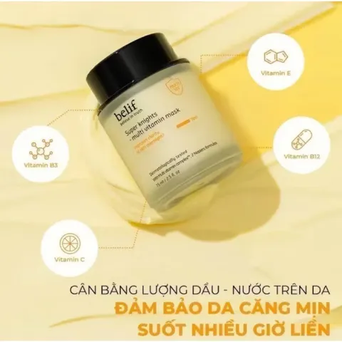 (Chính hãng 100%) Mặt nạ ngủ phục hồi ,sáng da tái tạo da Cao cấp Belif Super Knights-Multi Vitamin Mask 75ml