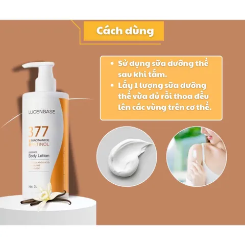 Sữa dưỡng thể 377 Niacinamide + R e t i n o l dưỡng trắng Chính hãng