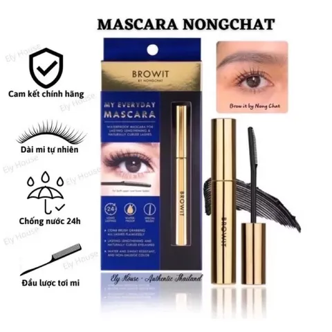 Mascara Browit Nongchat Thái Làm Dày Dài Mi Chuyên Dụng Cho Makeup, dày, dài mi, không lem, không trôi, không vón cục