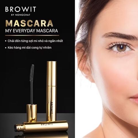 Mascara Browit Nongchat Thái Làm Dày Dài Mi Chuyên Dụng Cho Makeup, dày, dài mi, không lem, không trôi, không vón cục