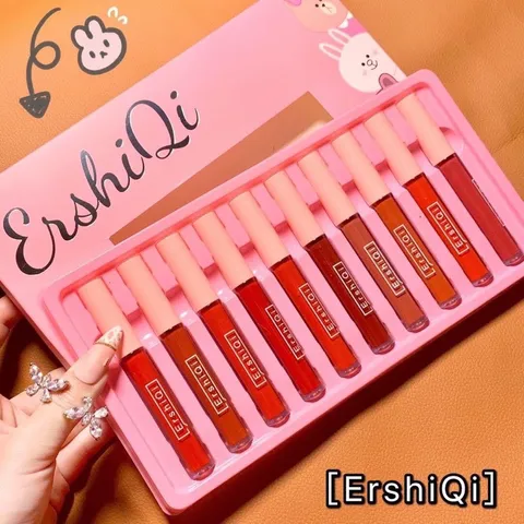 Set 10 cây son kem lì ErshiQi Matte Lip Glaze nội địa Trung, Set son kem lì mềm mịn hàng nội địa Trung 10 cây cực hot