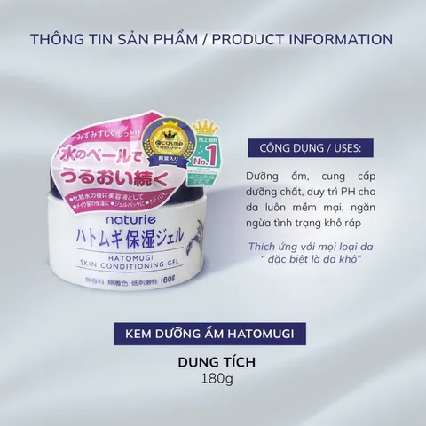 Kem dưỡng ẩm trẻ hoá da Naturie Skin Conditioning 180g