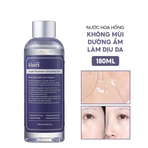 Toner Klairs 180ml - phục hồi da dưỡng da trắng sáng giúp giảm mụn cấp ẩm hiệu quả cho da