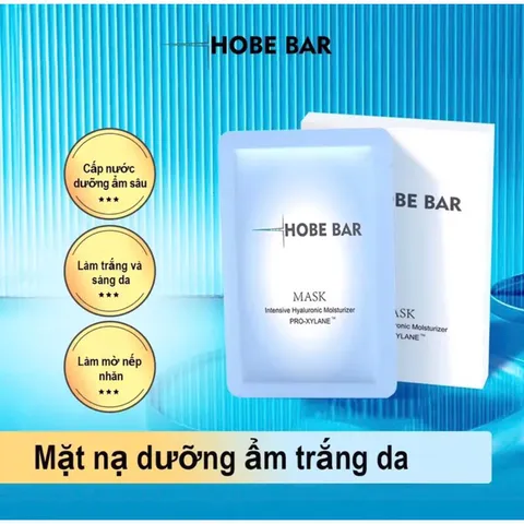 Hộp 5 miếng mặt nạ Hyaluronic Acid Hobebar chứa Pro-Xylanh giúp phục hồi làm trắng cấp nước sâu và dưỡng ẩm cho da