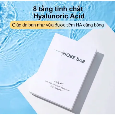 Hộp 5 miếng mặt nạ Hyaluronic Acid Hobebar chứa Pro-Xylanh giúp phục hồi làm trắng cấp nước sâu và dưỡng ẩm cho da