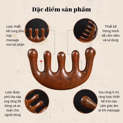 Lược gỗ Đàn Hương Xanh chống rụng tóc, mát xa da đầu dành cho cả nam và nữ