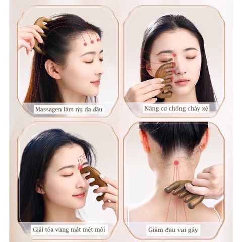 Lược gỗ Đàn Hương Xanh chống rụng tóc, mát xa da đầu dành cho cả nam và nữ