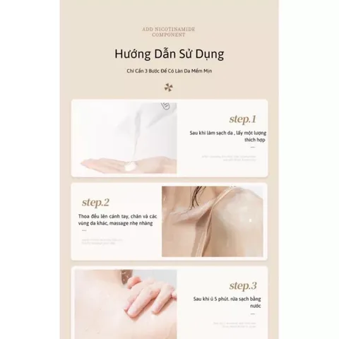 Mặt nạ ủ trắng da body Niacinamide giữ ẩm Hunmui 300ml