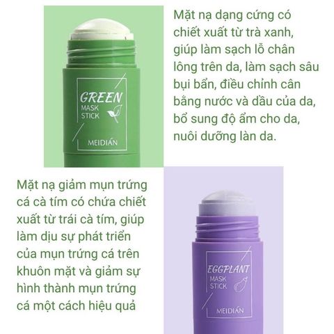 Thanh Lăn Mặt Nạ Cà Tím Trắng Da, Thanh Lăn Mặt Nạ Đất Sét Trắng Da Sạch Mụn Kiềm Dầu
