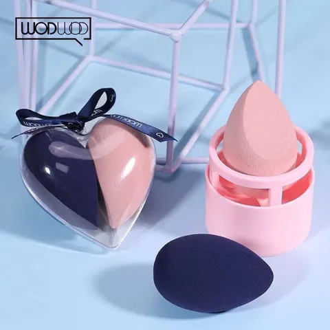 Set 2 Bông Mút Trang Điểm Wodwod + 1 Hủ để bông cực xinh 777100