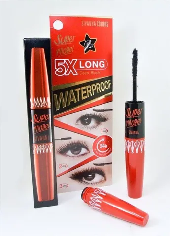 Chải mi MASCARA NỐI MI 2 ĐẦU SIVANNA SUPER MODEL 5X LONG DEEP BLACK