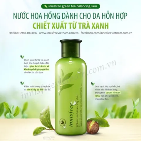 NƯỚC HOA HỒNG TỪ TRÀ XANH DÀNH CHO DA HỖN HỢP INNISFREE GREEN TEA BALANCING SKIN (ko hộp giấy) 777173