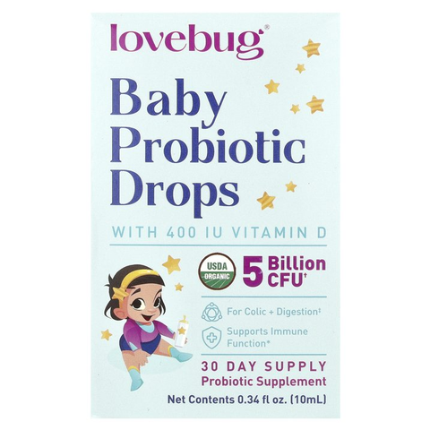 Men vi sinh Lovebug Drops Organic chứa 5 tỉ lợi khuẩn cho bé 0 - 24 tháng tuổi 0.34fl oz(10ml)