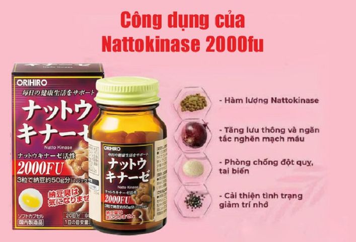 Viên uống hỗ trợ tim mạch Nattokinase 2000FU Orihiro Nhật Bản, hỗ trợ đột quỵ ngừa tai biến mạch máu não