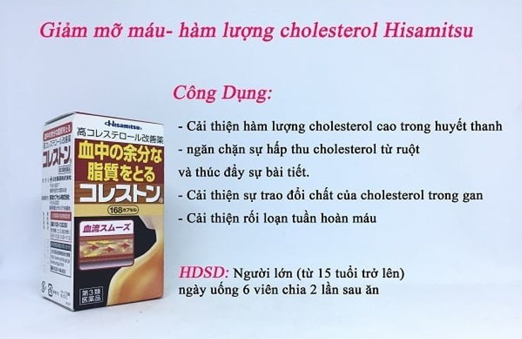 Viên Uống Giảm Mỡ Máu Hisamitsu 168 Viên,  làm giảm nguy cơ đột, quỵ, đau tim, khó thở, huyết áp cao, tai biến mạch máu não