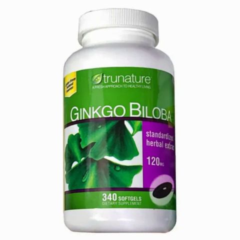 Viên uống Tăng cường tuần hoàn não TruNature Ginkgo Biloba 120 mg 340 viên - Hỗ trợ trí nhớ - Giảm rối loạn tiền đình - S/P Chuẩn Mỹ