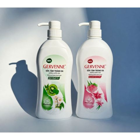 [Chai 900gr] Sữa Tắm Trắng Da Hương Nước Hoa Gervenne 900g Hương Dâu Tây Bạch Tuyết & Lily Hồng / Hương Kiwi & Bạch Trà