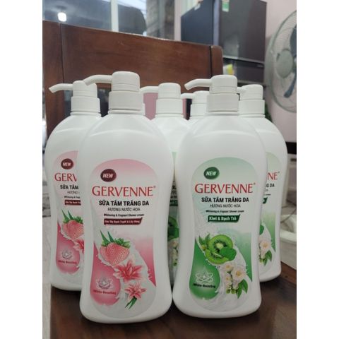 [Chai 900gr] Sữa Tắm Trắng Da Hương Nước Hoa Gervenne 900g Hương Dâu Tây Bạch Tuyết & Lily Hồng / Hương Kiwi & Bạch Trà