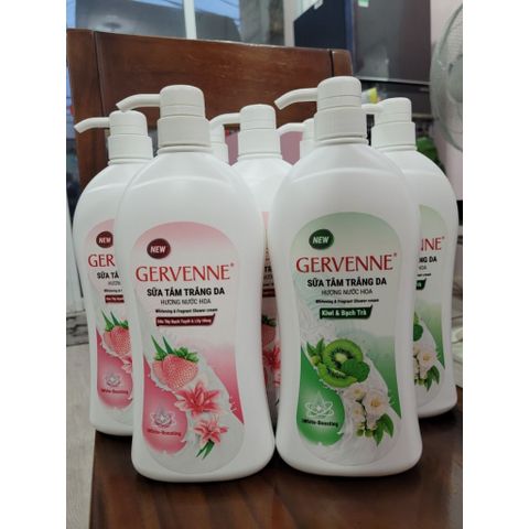 [Chai 900gr] Sữa Tắm Trắng Da Hương Nước Hoa Gervenne 900g Hương Dâu Tây Bạch Tuyết & Lily Hồng / Hương Kiwi & Bạch Trà