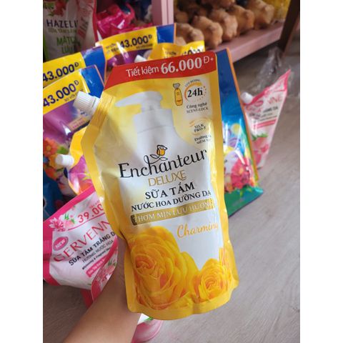Sữa tắm nước hoa dưỡng da Enchanteur Deluxe Charming túi 640g