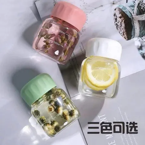 set 3 chai thủy tinh chia vạch pastel 300ml