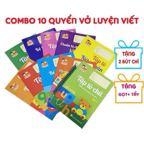 bộ 10 quyển luyện viết cho bé tập tô chữ số nét cơ bản chuẩn bị vào lớp 1