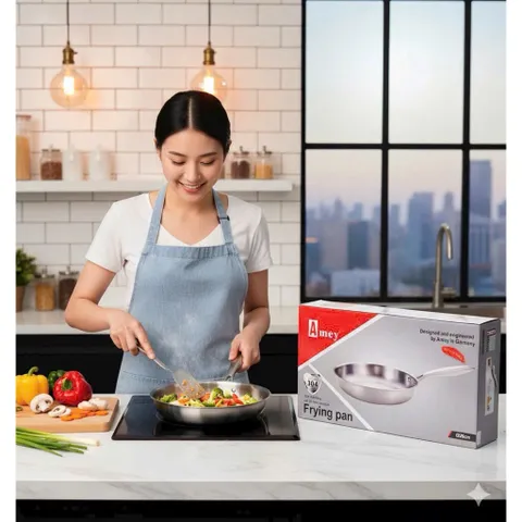 Chảo inox Amey 28cm thiết kế sang trọng, chắc tay, nấu ăn tiện lợi mỗi ngày