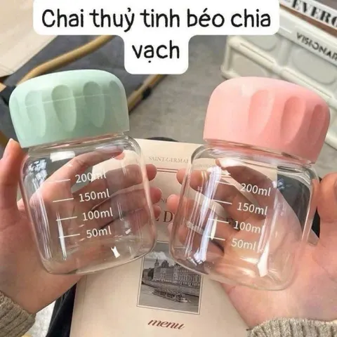 set 3 chai thủy tinh chia vạch pastel 300ml