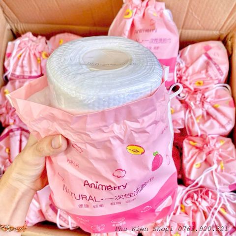 Set 2 Cuộn Khăn Mặt Cuộn Animerry Dùng 1 Lần – Khăn Lau Khô Lau Ướt Tẩy Trang Thiết Kế Túi Rút Tiện Lợi