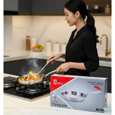 Chảo inox Amey 28cm thiết kế sang trọng, chắc tay, nấu ăn tiện lợi mỗi ngày