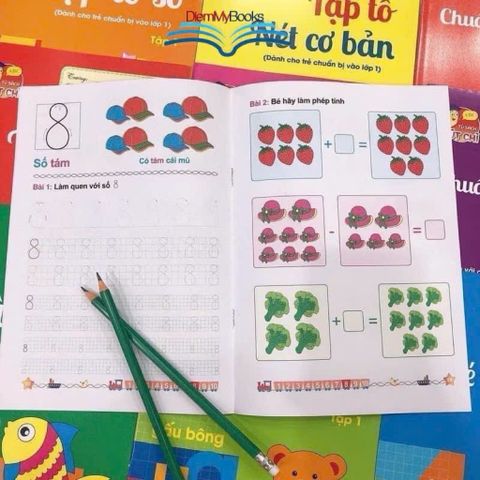 bộ 10 quyển luyện viết cho bé tập tô chữ số nét cơ bản chuẩn bị vào lớp 1