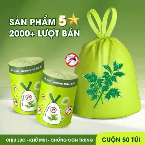 túi đựng rác ngải cứu – khử mùi hiệu quả, hạn chế côn trùng, thân thiện môi trường