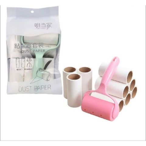 set cây lăn bụi kèm 6 lõi thay thế – làm sạch quần áo, sofa, chăn ga cực tiện
