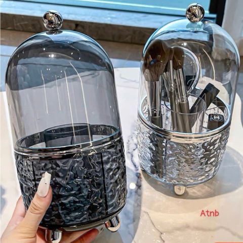 Lọ Đựng Cọ Trang Điểm Xoay 360° Có Nắp Chống Bụi – Hộp Đựng Mỹ Phẩm Hoạ Tiết Gợn Sóng Sang Trọng