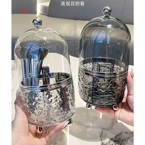 Lọ Đựng Cọ Trang Điểm Xoay 360° Có Nắp Chống Bụi – Hộp Đựng Mỹ Phẩm Hoạ Tiết Gợn Sóng Sang Trọng