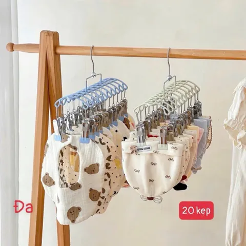 Móc Vòm 20 Kẹp Treo Quần Áo Đa Năng (Size 37cm) – Giàn Móc Kẹp Phơi Tất, Đồ Lót, Đồ Cho Bé Bằng Thép Bọc