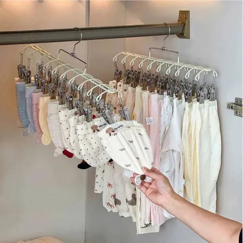 Móc Vòm 20 Kẹp Treo Quần Áo Đa Năng (Size 37cm) – Giàn Móc Kẹp Phơi Tất, Đồ Lót, Đồ Cho Bé Bằng Thép Bọc