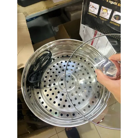 Nồi Lẩu Điện Đa Năng MISU LOUIS(Size 28cm) – Bếp Điện Đa Năng 2 Tầng Kèm Xửng Hấp Inox Cao Cấp