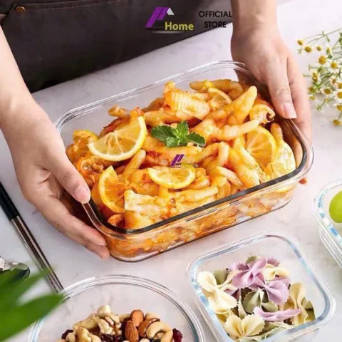 Set 3 Hộp Thủy Tinh Chữ Nhật – Thố Thủy Tinh Chịu Nhiệt Khóa Cài Kín Hơi Cao Cấp