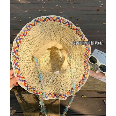 👒 Mũ Đi Biển Cói Viền Thêu Hoa – Xinh Xắn, Chống Nắng Cực Đỉnh 🌸
