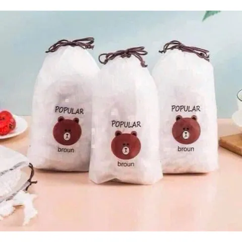 Túi 100 Miếng màng bọc  Gấu Bọc Thực Phẩm  - Tiện Lợi, Dai Bền, Chống Mùi Tuyệt Đối