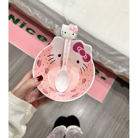 bát hello kitty kèm thìa dĩa – bộ bát ăn siêu dễ thương cho bé và tín đồ kitty