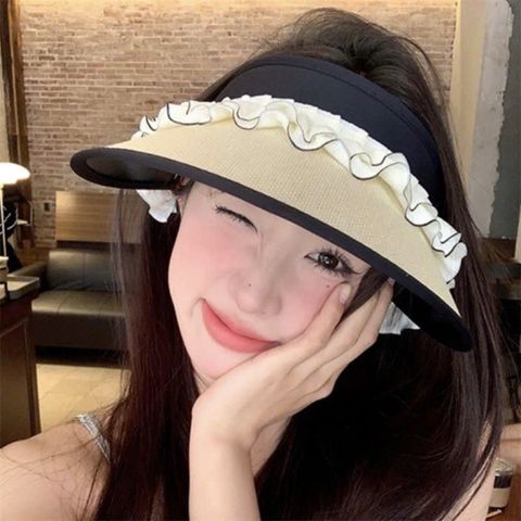 👒 Mũ Nửa Đầu Viền Bèo Nơ Xinh – Phong Cách Thanh Lịch, Chống Nắng Hiệu Quả
