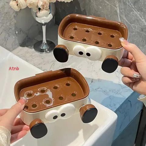 Kệ Đựng Xà Phòng Dán Tường Hình Mắt To Ngộ Nghĩnh - Khay Xà Bông Có Lỗ Thoát Nước Tiện Lợi