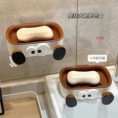 Kệ Đựng Xà Phòng Dán Tường Hình Mắt To Ngộ Nghĩnh - Khay Xà Bông Có Lỗ Thoát Nước Tiện Lợi