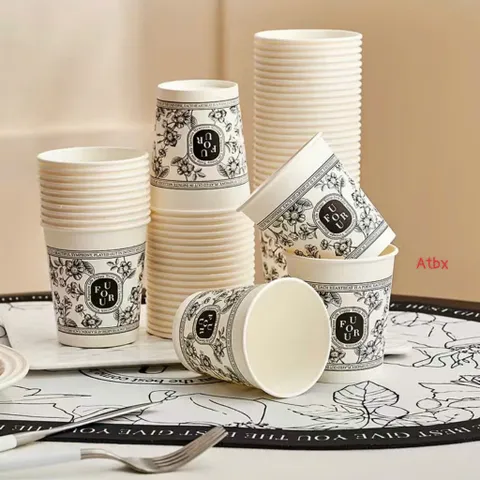 40 Cốc Giấy Chịu Nhiệt UFORU - Dùng 1 Lần Tiện Lợi Cho Đồ Uống Nóng