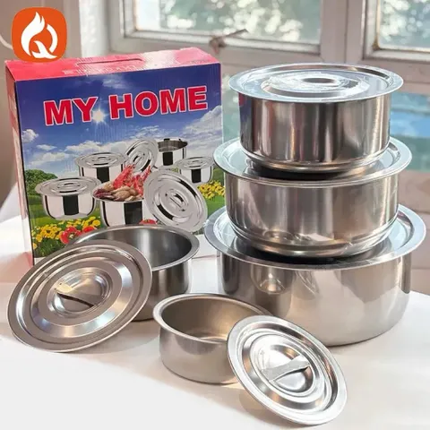 Bộ 5 Thố Inox MY HOME Cao Cấp - Đủ Size 16cm - 24cm, Dùng Cho Mọi Loại Bếp 🍲